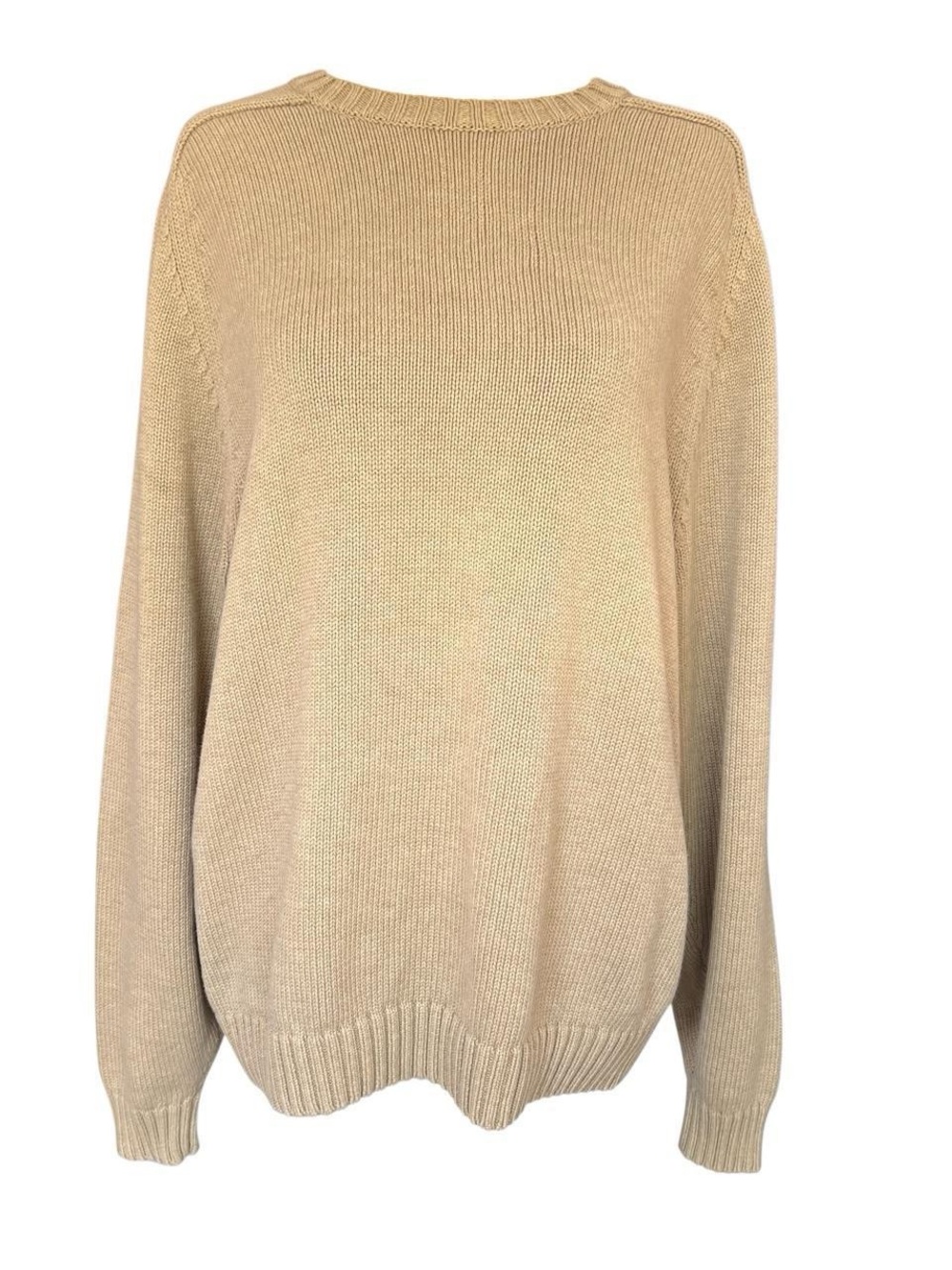 Lands' End Cable-Knit Crewneck Sweater Tan M
